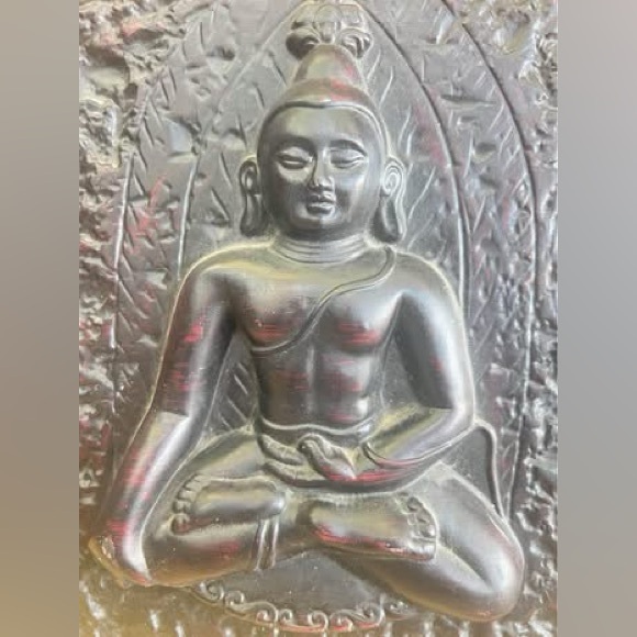 Black Buddha Relief Wall Art Raised details plaster ceramic 9 1/2” x 7 1/2” - Picture 3 of 4